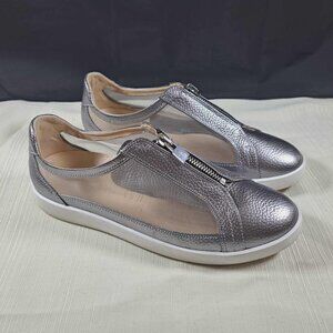 BELLA COMFORTO - CAROLE ZIP FLAT SILVER MESH SHOES SNEAKERS